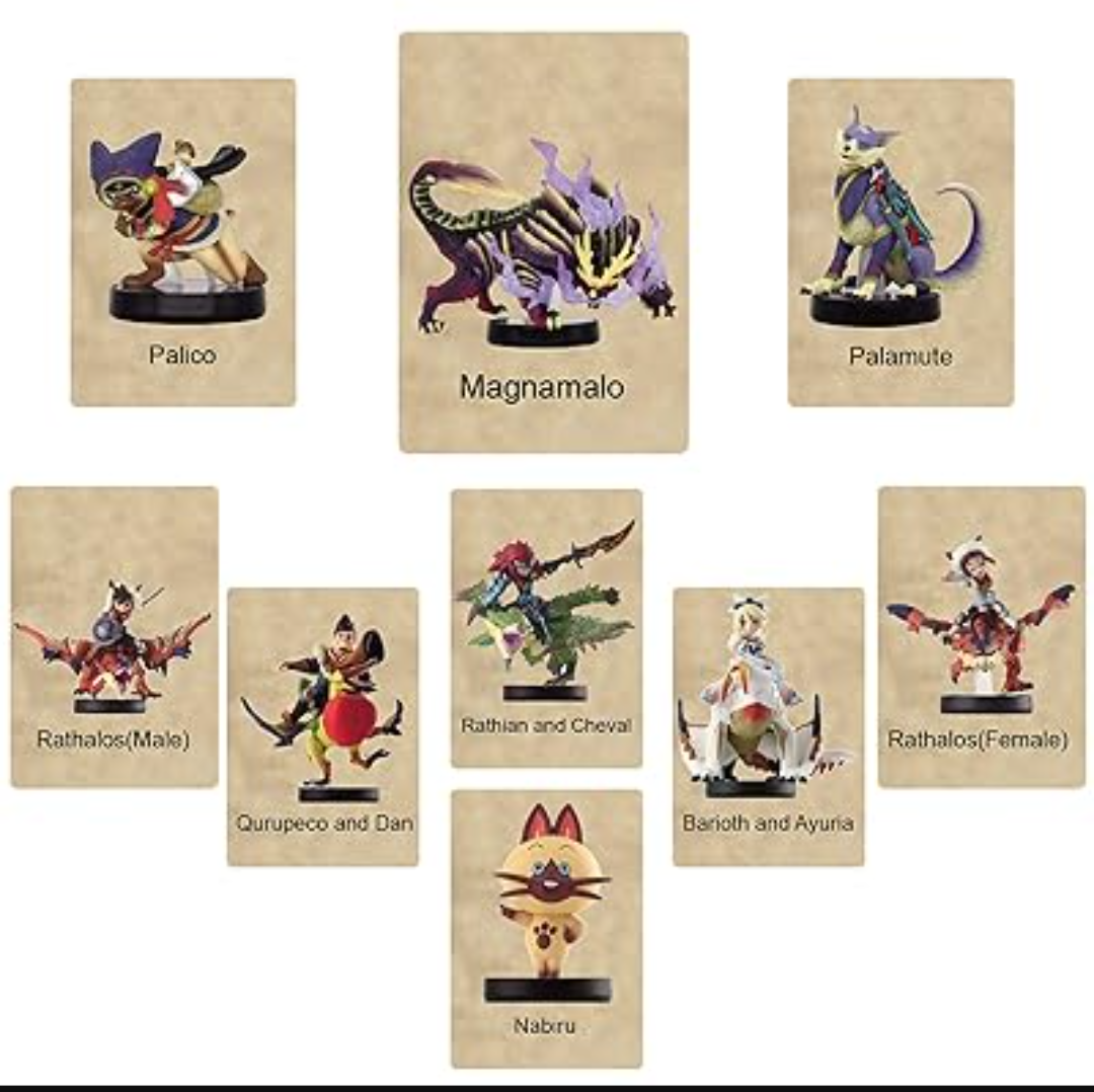 9Pcs Monster Hunter Rise NFC Amiibo Cards