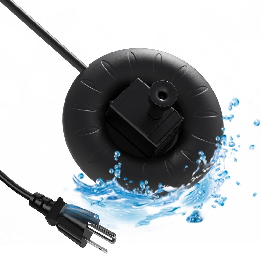 Bird Bath Heater with Fountain Pump 70W Black, Heated Bird Baths for Outdoor in Winter, with Thermostatically Controlled and 3.3 Ft Cord, Heated Bird Bath, Birdbath Deicer for Garden Birdbath