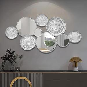 Silver Wall Mirrors Decorative,Large Modern Wall Art Mirror for Living Room Decor 45 * 23 Inch,Metal Entryway Wall Mirrors for Entryway Bedroom Home Decor (Silver)