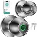 Fingerprint Door LockSmart Door Knob, Smart Biometric Door Lock Fingerprint Door knob with App Control Suitable for Bedroom,Utility Room,Apartments Offices,Hotels(Silver)