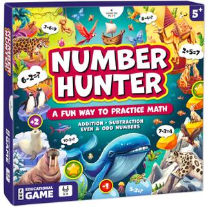 Clever Fox Play Number Hunter Math Board Game  Addition & Subtraction Math Game for Kids 5-7 Year Old  Fun Educational STEM Toy for 5+ Year Old, Kindergarten, 1st-3rd Grade, Homeschool & Family