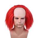 morvally Short Fluffy Synthetic Hair Red Clown Horror Halloween Cosplay Wigs for Men Adult