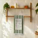 Christian Jesus Kitchen Towels, Green Striped Bible Verse Decorative Hand Tea Towels for Bathroom, Praise God from Whom All Blessings Flow Religious Dish Towel Dishcloth, 16x24 Inch