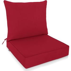 EAGLE PEAK Outdoor Deep Seat Patio Seat Cushion Set, 25 x 25 x 5 inch, 2-Piece Back Chair Cushion, Set of 1, Red