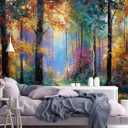 Autumn Forest Scenery Bedroom Peel and Stick mural-108"x157"