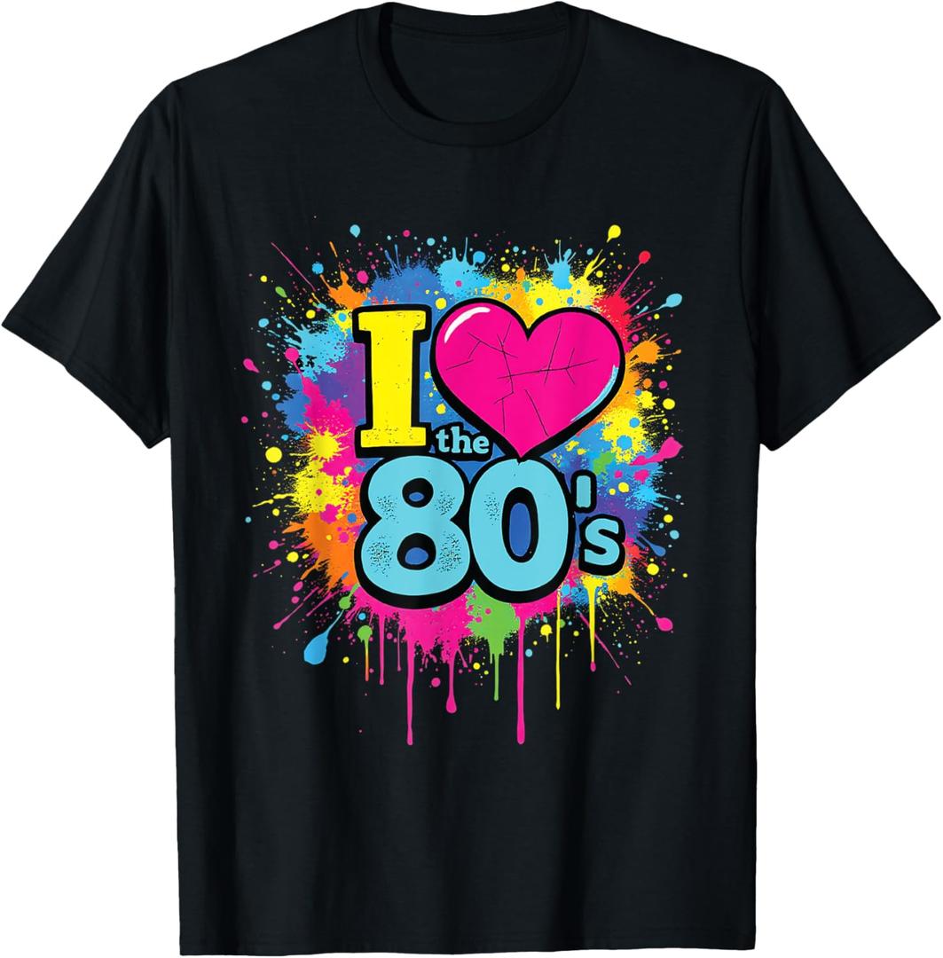 I Love The 80's Retro Colorful Splash Design Old School Fun T-Shirt