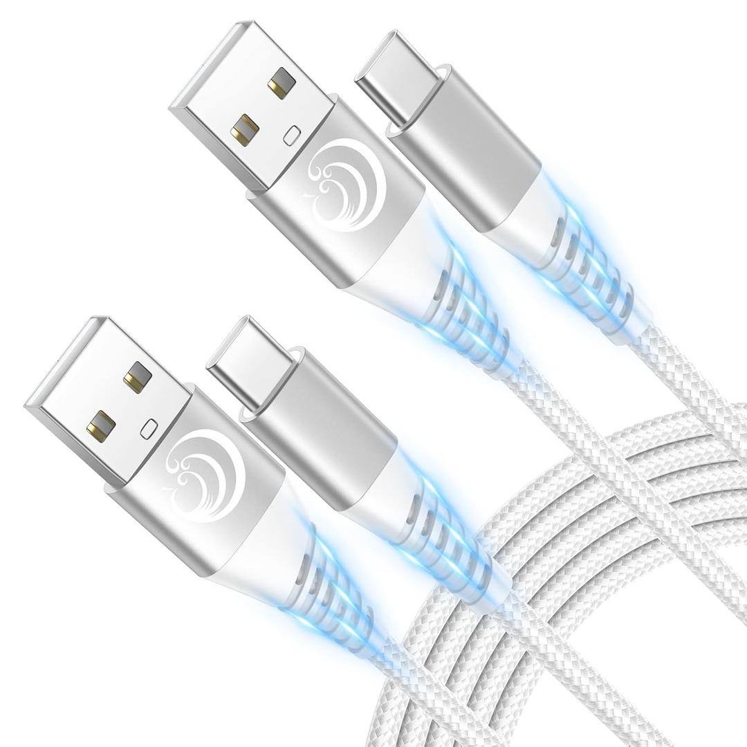 USB C Cable 10ft 2Pack,3.1A Type C Charger Fast Charging Cord Braided Long USB A to USB C Cable for Samsung Galaxy A03s A12 A13 A14 A15 5G A32 A35 A53 A71 S20 S21 S22 S23 S24 Z FILP 6, Android Phone
