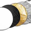 Fotoconic 43 Inch/110cm Light Reflector Disc 5-in-1 Collapsible Multi-Disc with Bag - Translucent, Silver, Gold, White and Black for Studio Photography Lighting and Outdoor Lighting