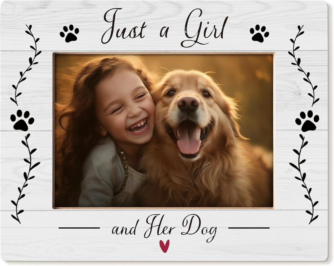 Dog Picture Frame 5x7, Dog Mom Gifts Photo Frame 4x6, Just a Girl and Her Dog, Dog Gifts for Women, Dog Gifts for Dog Lovers, Gifts for Dog Owners, Dog Lover Gifts for Women
