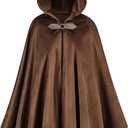Medieval Cloak with Hood Renaissance Hooded Cape Unisex Renaissance Medieval Hooded Cloak for Halloween Party (Brown)