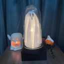 Halloween Decor Light Up Ghost in Dome Cloche Lighted Ghost for Home Mantel Tabletop Party Holiday Table Centerpieces Indoor Decorations