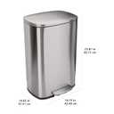 Amazon Basics LARGE Trash Can, 13.2 Gallon (50L), Smudge Resistant Rectangular Bin with Soft-Close Lid, Step Foot Pedal, Removable Inner Bucket, Brushed Stainless Steel, Satin Nickel Finish