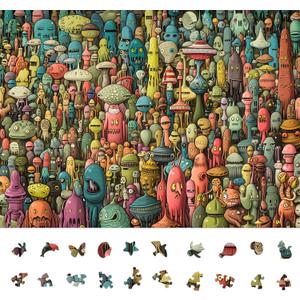 Dense Monster Jigsaw Puzzles for Adults 1000 Pieces, Brain Challenging Shaped Puzzle for Game Night, Family, Friends, Puzzle Size is 26.6 x 19.2