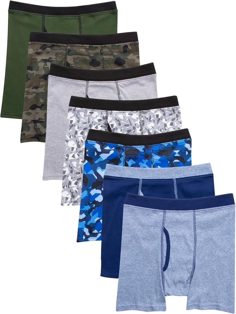 Hanes Boys' and Toddler Underwear, Comfort Flex and ComfortSoft Boxer Briefs, (Large, Assorted - 7 Pack)