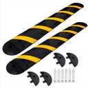 7FT Rubber Speed Bumps (2 Pack), 66000 LB Capacity Heavy-Duty Speed Hump with 4 Terminals Ends 6 Bolts for Parking Lots, Roads, Schools, Warehouses, Hotels