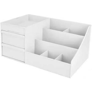 BYCY Makeup Organizer with Drawers Bathroom Counter Organizer Skin Care Organizer Vanity Holder for Brushes Nail Polish Lipsticks Perfume Lotions Eyeshadow Jewelry (White)