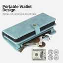 TwoHead Designed for iPhone 13 Wallet Case with Card Holder,Detachable Magnetic Phone Case with Wallet PU Leather Wallet Phone Case for iPhone 13 Case Wallet for Women/Men with Wrist Strap(Blue)