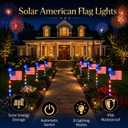 8 Solar American Flag Pathway Lights Waterproof American Flag Pole Light Solar Powered 4th of July Yard Led Decorations Outdoor Red White and Blue Lighted Rag Decorations for Outside