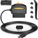 Dash Cam Hardwire Kit OBD, Dash Camera USB Type C Hardwire Kit OBD Power Charging Cable for Dashcam 12-24V to 5V/3A with Low Voltage Protection 24h Parking Mode Acc Mode for Dashcam, GPS or Radar