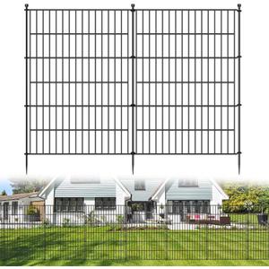 5 Panels No Dig Decorative Outdoor Garden Fence for Yard, 40 in(H) X 11.8 ft(L) Animal Barrier Fencing Rustproof Metal Wire Panel Border for Dog, Rabbits, and Patio Temporary Ground Stakes