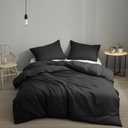 Houseri Black Comforter Full Size All Season 3 Pieces Pure Black Bedding Set Full Lightweight Plain Black Comforter for Teen Boys Girls Ultra Comfy Soft Solid Black Quilts Preppy Dorm Bed Blanket Full