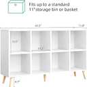Flrrtenv 8-Cube Bookshelf 2 Tier Modern Bookcase with Legs, 11in Shelf Opening, 47" Wood Bookshelves Storage Organizer Shelf, Freestanding Open Book Shelves for Bedroom Living Room Office, White