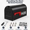 Mailbox for Outside,Black Metal Mail Box,Post Mount Outdoor Mailboxes | Mailbox for House Outside With Tools,Screws,Number Stickers,Red Flag,Medium Capacity,Galvanized Steel,Waterproof,20x 8.7x6.7