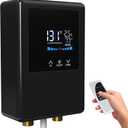 Tankless Water Heater Electric, 5500W 110V Instant Hot Water Heater with Remote Control and LCD Touch Screen on Demand, Bathroom Sink and Faucet, Save Space (Black)