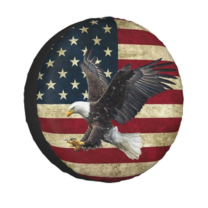 Spare Tire Cover Bald Eagle American Flag Tire Covers Protector Wheel Tire Covers Weather-Proof for Trailer RV SUV Truck Camper Travel Trailer Accessories Polyester (Bald Eagle, 15inch)