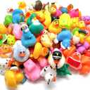 LINICE 100 Pcs Rubber Ducks, Random Assortment Ducks Bulk, Mini Rubber Duckies for Toddler Baby Bath Toys, Kids Bath Pool Toys Birthday Gifts Party Favors