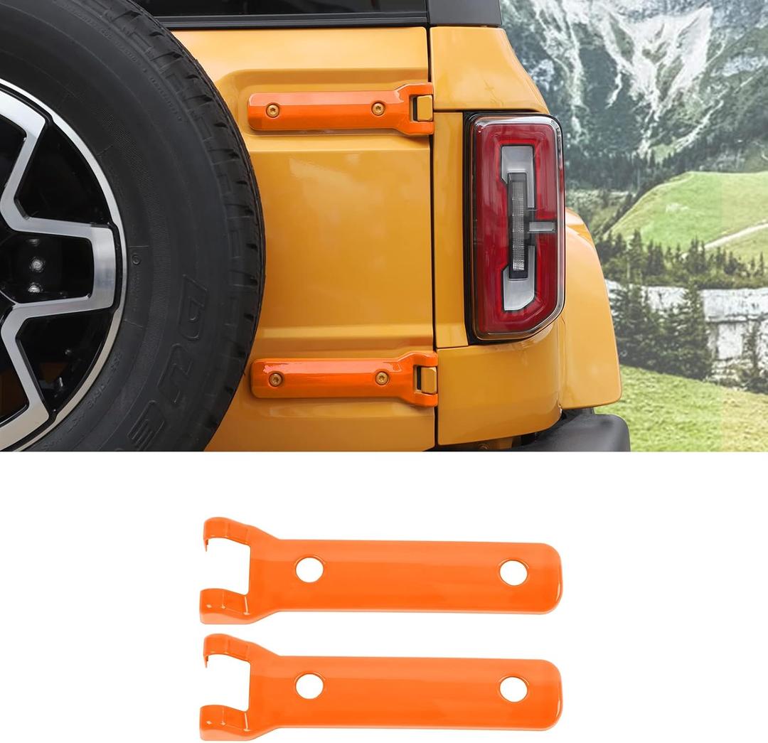 Tailgate Hinge Cover Compatible with 2021-2025 Ford Bronco, Rear Door Hinge Liftgate Trim Exterior Accessories Decoration(Orange) 2 Pcs