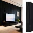 Wood Slat Wall Panels for Wall, 4-Piece Acoustic Decorative Wood Panels for Interior Accent Walls, Sound Absorbing Wall Panels, 94" 12.6" Each (Ebony)