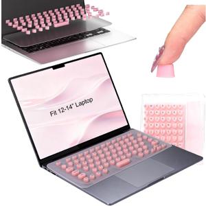 Universal Laptop Keyboard Cover for Long Nails -Bonus a DIY Film, 119 Pcs Raised Keyboard Stickers to Protect Long Nails for Mac/HP/DELL/Lenovo/Acer/Asus/Samsung (Pink, 13.3")