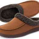 ULTRAIDEAS Men's Warm Fuzzy Moccasin Clog Slipper, Slip on Winter Comfy Indoor/Outdoor House Shoes (13-14, Camel)