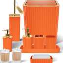 Bathroom Accessories Set - Gorgeous Bathroom Set, 10PC Orange Bathroom Accessory Set, Orange Bathroom Sets, Toilet Brush, Trash Can & Soap Dispenser