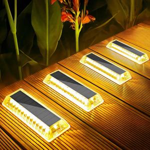 Lacasa Solar Deck Lights, Solar Lights Outdoor Waterproof IP68, 4 Pack Solar Powered Pathway Yard Driveway Step Landscape Light, LED Lighting 50LM for Garden Path Walkway Stair Patio, Warm White 2700K