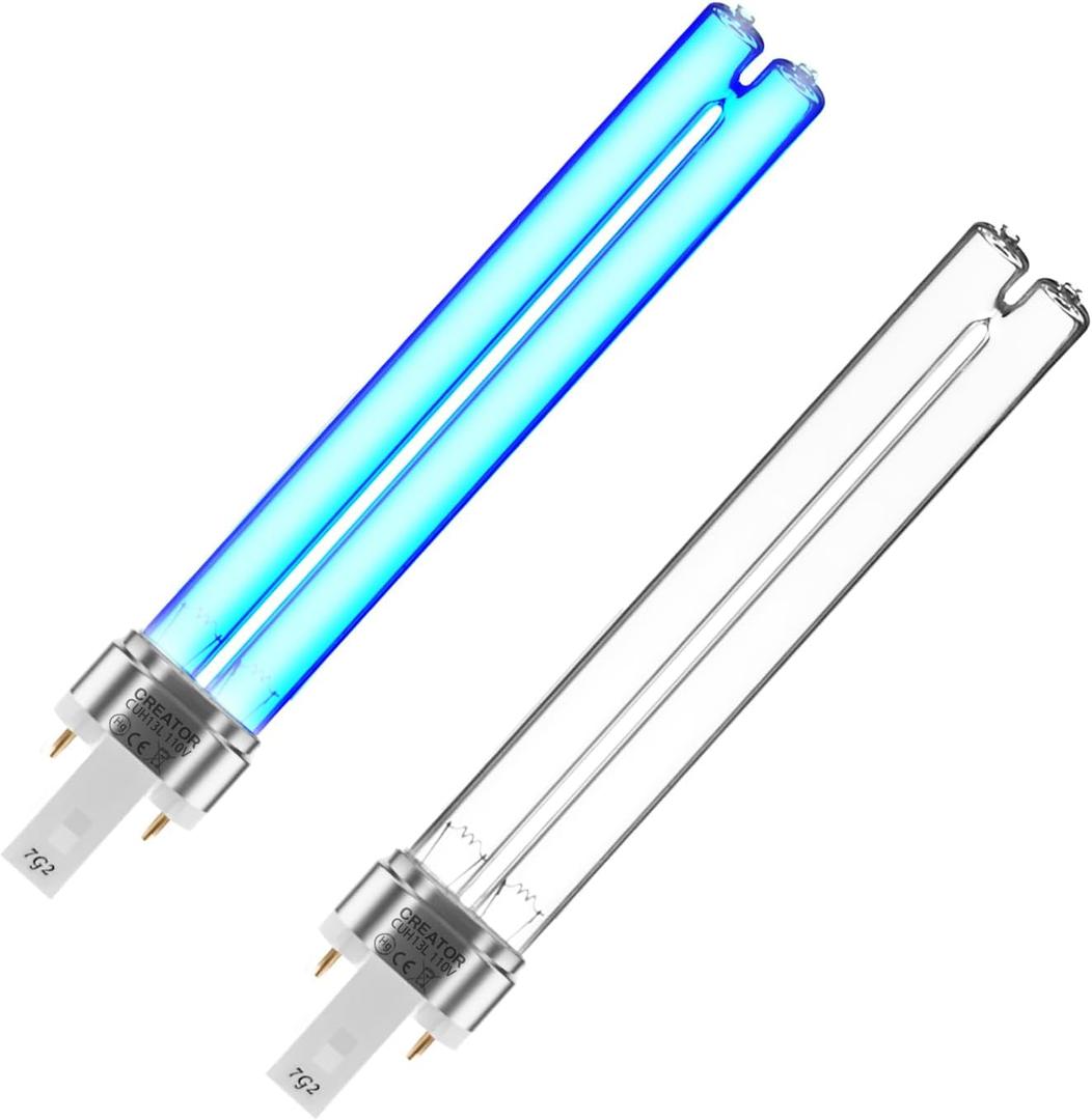 2 Pack 13 Watts UV UVC G23 Base Germicidal Ultraviolet Light Bulb Compatible w/Jebao Pond Sunsun Grech, UV Light for Pond
