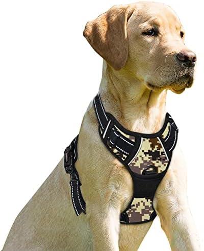 BARKBAY No Pull Dog Harness Front Clip Heavy Duty Reflective Easy Control Handle for Large Dog Walking (Desert camo, Large)