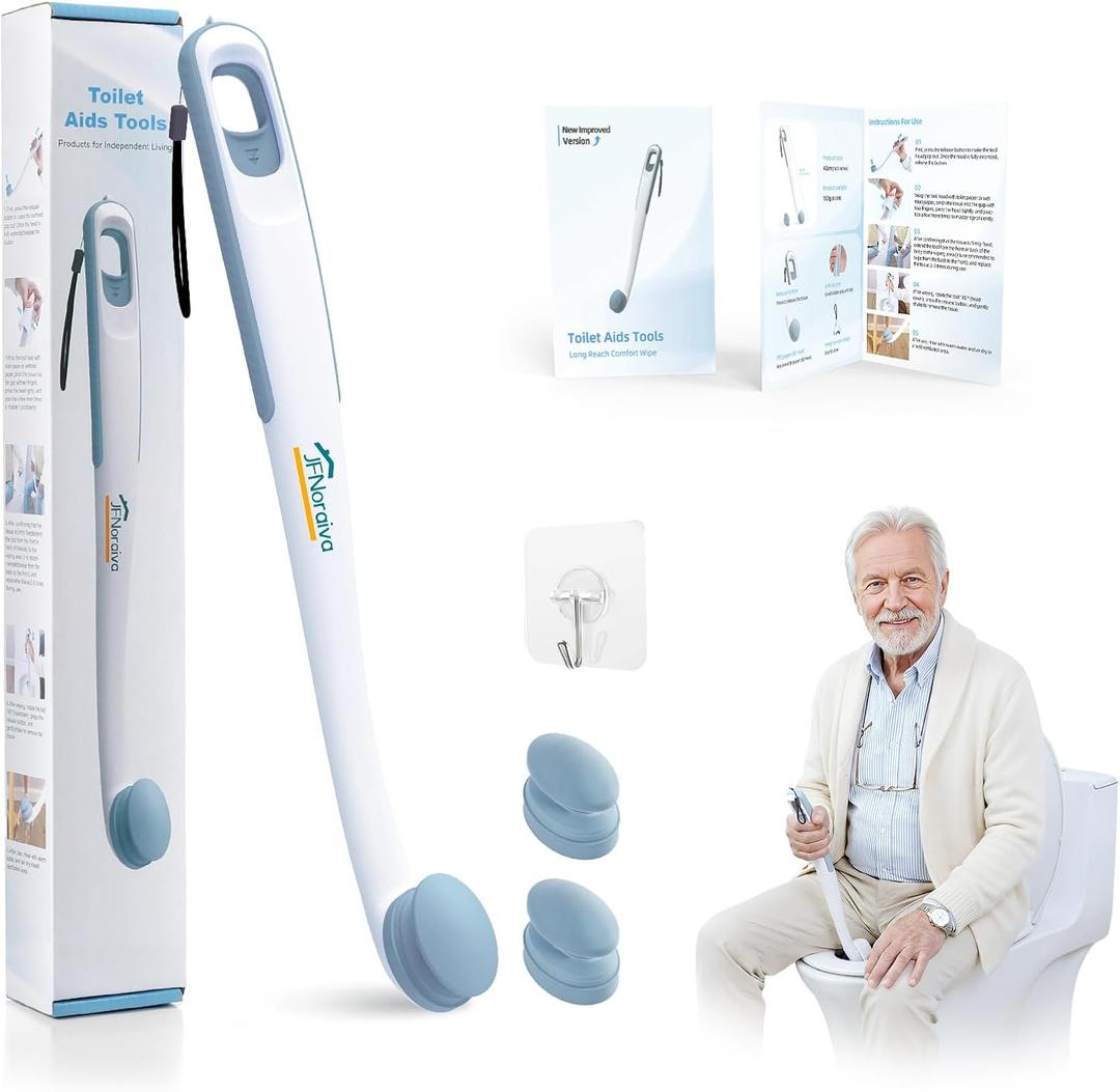 Toilet Aids for Wiping Bottom  Ideal for People Overweight,Elderly, Disabled and Post Surgery,Innovative Replaceable Clamp Head and 16.5" Handle