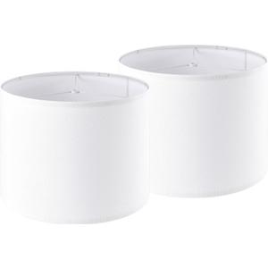 Pure-White Drum Lamp Shades Set of 2 Large Lampshade 14``Top x 14``Bottom x 11``High(Spider) Modern Lamp Shade for Table and Bedside Lamp - Lampshade Replacement