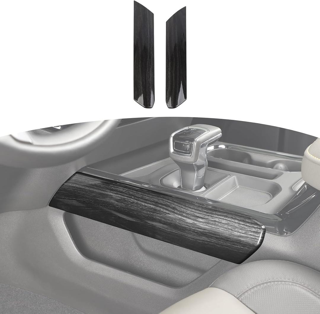 RT-TCZ for Silverado Center Console Side Panel Trim Compatible with Chevy Silverado 2022 2023 Black Wood Grain Interior Accessories 2pcs