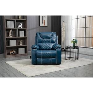 ERYE Oversized Electric Power Lift Recliner Chair for Elderly W/Massage and Heat, Infinite Positions 2 Remote Controllers Faux Leather Upholstered Recliner&Armchair W/Side Pockets & Cupholders (Blue)