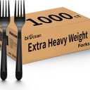 1000 Count Extra Heavy Duty Plastic Forks Black Disposable Forks Premium Bulk Plastic Forks Heavy Duty Plastic Silverware for Parties, Family Gatherings