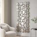 Large Wall Mirrors Decorative - 27.5x55 Inch Silver Living Room Mirrors for Wall Decor, 71 Piece Multi-Size Pebble Design Metal Framed Accent Mirror for Entryway Living Room Home Decor