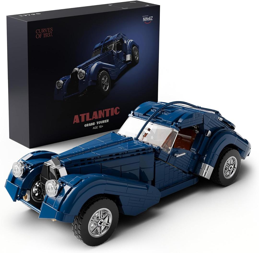 Nifeliz Atlantic Sports Car Building Set for Adults, 1:14 Scale Vintage Grand Tourer Model Set, Collectible Classic Vehicle Building Model Gift for Car Lovers (1,127 PCS, NF10320), Small