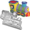 2 PCS Train Shape Cake Pan Mould, Locomotive Shaped 3D Birthday Aluminum Cake Baking Pan Tool (11.5 inches)