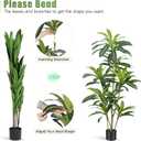 Dracaena Plant Artificial Tree 5Ft Tall Fake Tropical Floor Plants Potted (Real Touch) Artificial Silk Tree Leaf Faux Trees Black Tall Planter for Home Office Living Room Indoor Outdoor Decor
