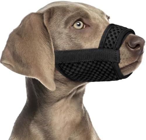 Mayerzon Dog Muzzle with Hook and Loop for Large Medium Small Dogs, Patented Soft Mesh Beagle Labrador Puppy Muzzles for Biting Chewing Grooming, Breathable, Adjustable, Allows Panting Drinking, Small