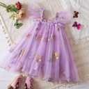 TTYAOVO Toddler Baby Dress Birthday Party Tulle Girl Dresses (Purple) 80