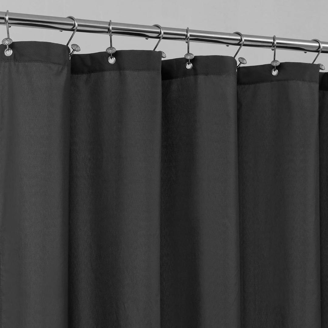 ALYVIA SPRING Extra Long Fabric Shower Curtain Liner Waterproof - 72" x 96", Soft & Lightweight X-Long Shower Curtain with 3 Magnets, Machine Washable - 72x96, Black